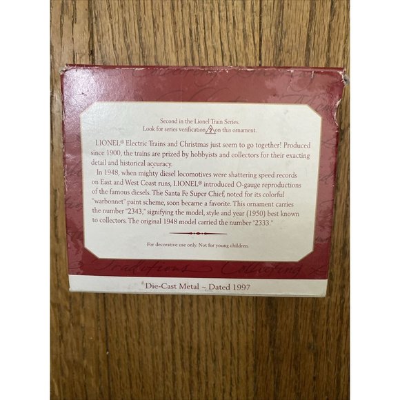 1997 Hallmark Keepsake Ornament 1950 Santa Fe F3 Diesel Locomotive Lionel Train - Picture 2 of 16